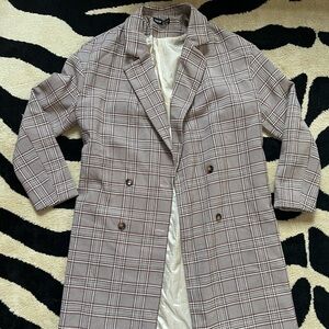 Plaid Blazer with Button Details